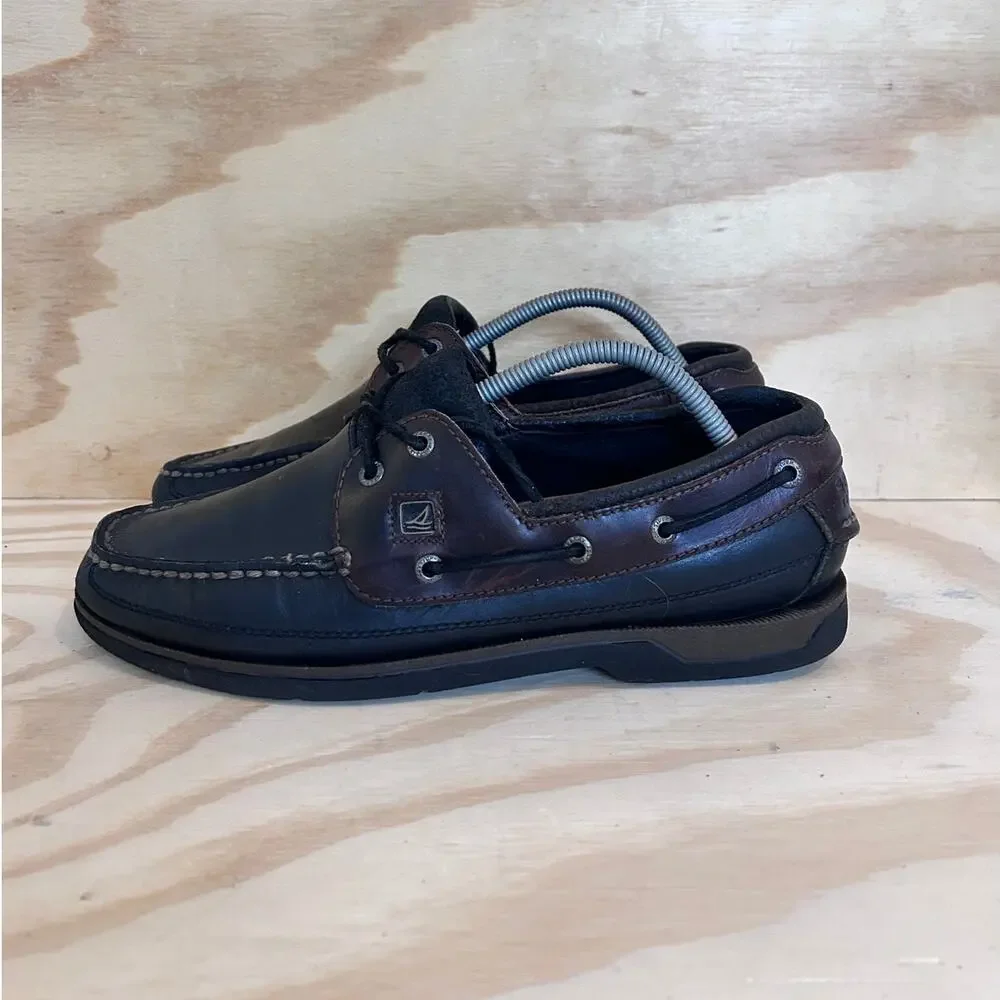 Sperry Top Sider -Lace Up Comfort -Boat Shoes -Brown/Black -Men's -10M -STS10380
